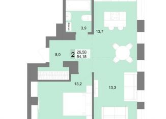 2-комнатная квартира на продажу, 54.2 м2, Свердловская область