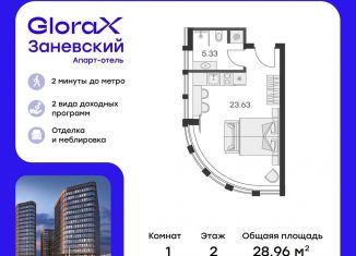 Квартира на продажу студия, 29 м2, Санкт-Петербург, муниципальный округ Малая Охта