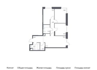 Продается 3-комнатная квартира, 73.9 м2, поселение Мосрентген, многофункциональный комплекс Тропарево Парк, к2.1
