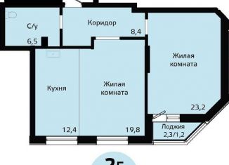 1-комнатная квартира на продажу, 36.6 м2, Красноярск, Октябрьская улица, 10Б, ЖК Новая Панорама