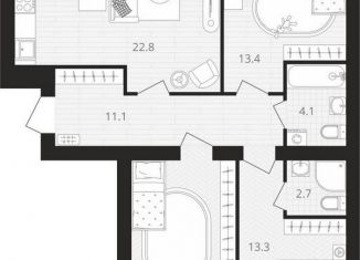 Трехкомнатная квартира на продажу, 83.4 м2, Брянская область, Выставочная улица