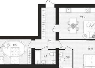 2-ком. квартира на продажу, 69.9 м2, посёлок Мичуринский, Выставочная улица