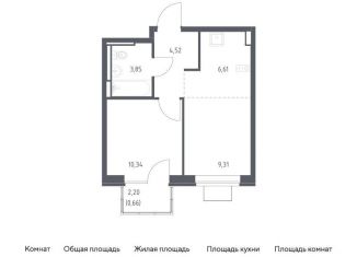 Продажа однокомнатной квартиры, 35.3 м2, Ленинский городской округ, жилой комплекс Богдановский Лес, 7.1