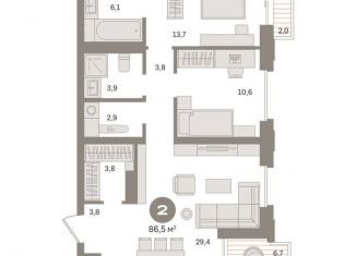 Продаю двухкомнатную квартиру, 86.7 м2, Москва, метро Фонвизинская