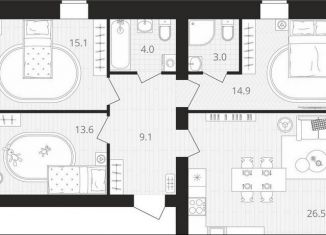 Продается трехкомнатная квартира, 86.2 м2, посёлок Мичуринский, Выставочная улица