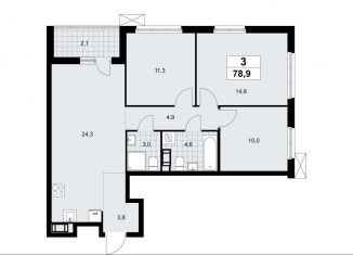 Продается 3-ком. квартира, 78.9 м2, Ленинградская область