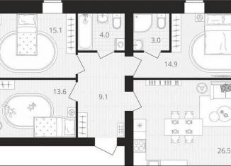 Продам 3-ком. квартиру, 86.2 м2, посёлок Мичуринский, Выставочная улица