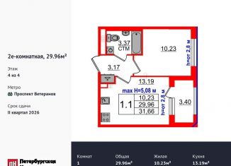 Продажа 1-комнатной квартиры, 30 м2, Санкт-Петербург