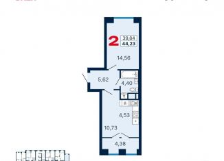 Продаю 1-ком. квартиру, 44.2 м2, Екатеринбург, метро Уральская, улица Блюхера, 38