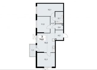 Продается 3-комнатная квартира, 74 м2, Ленинградская область