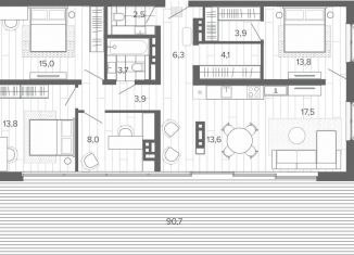 5-ком. квартира на продажу, 133.3 м2, Барнаул, Центральный район, Змеиногорский тракт, 35Бк2