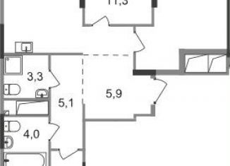 Продам трехкомнатную квартиру, 82.3 м2, Московский, ЖК Первый Московский