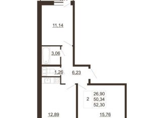 Продается двухкомнатная квартира, 52.3 м2, Ленинградская область, улица Хохлова, 16