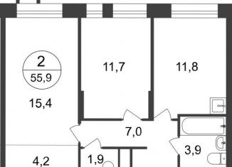 Продаю 2-комнатную квартиру, 55.9 м2, Москва, 7-я фаза, к2