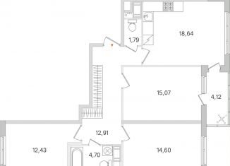 Продаю трехкомнатную квартиру, 82.2 м2, городской посёлок Янино-1, ЖК Ясно-Янино