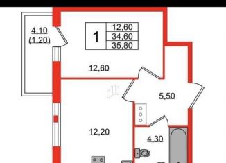 Продам 1-ком. квартиру, 35.8 м2, Санкт-Петербург