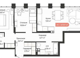 3-ком. квартира на продажу, 67.8 м2, Новосибирск, метро Золотая Нива, Ленинградская улица, 342