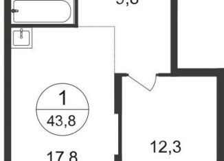 Продажа однокомнатной квартиры, 43.8 м2, Москва, 7-я фаза, к2