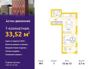 Продается однокомнатная квартира, 33.5 м2, Свердловская область, Проходной переулок, 1А