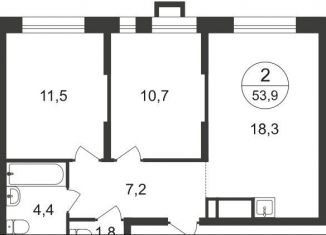 Продажа 2-ком. квартиры, 53.9 м2, Москва, 7-я фаза, к1