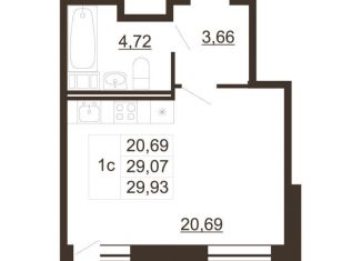 Продаю квартиру студию, 29.9 м2, Гатчина, улица Хохлова, 16