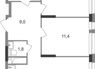 Продажа 2-комнатной квартиры, 57.7 м2, Москва