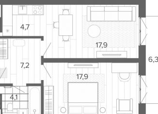 Продам 2-комнатную квартиру, 53.7 м2, Алтайский край, Змеиногорский тракт, 35Бк2