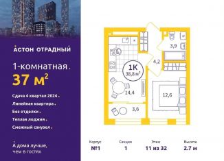 Продажа 1-комнатной квартиры, 37 м2, Свердловская область, улица Репина, 111