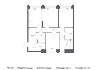 Продажа трехкомнатной квартиры, 85.7 м2, Москва, ЗАО, жилой комплекс Нова, к2