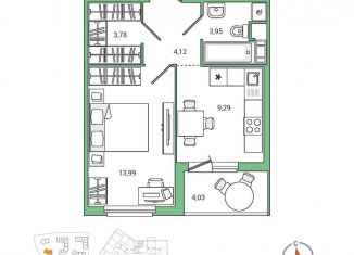 Продается 1-комнатная квартира, 37.2 м2, Ленинградская область, улица Рембрандта, 4