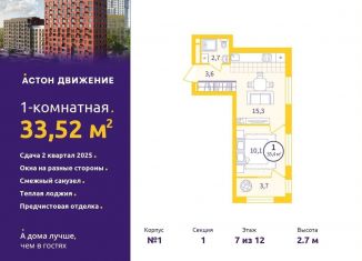 Продам 1-ком. квартиру, 33.5 м2, Екатеринбург, метро Уральская, Проходной переулок, 1А