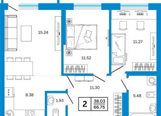 Продажа 2-ком. квартиры, 66.8 м2, Уфа, Некрасовский переулок, 38