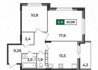 Продается двухкомнатная квартира, 61.1 м2, Владимирская область, улица Зои Космодемьянской, 28/1