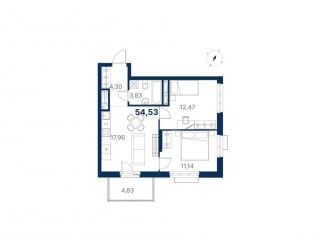 Продаю 2-ком. квартиру, 54.5 м2, Екатеринбург, метро Ботаническая