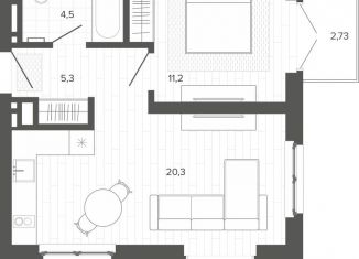 2-комнатная квартира на продажу, 42.9 м2, Алтайский край, Змеиногорский тракт, 35Бк2