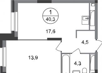 Продаю 1-комнатную квартиру, 40.3 м2, Москва