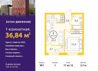 Однокомнатная квартира на продажу, 36.8 м2, Екатеринбург, Железнодорожный район, Проходной переулок, 1А