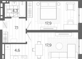 Продается двухкомнатная квартира, 51.8 м2, Алтайский край, Змеиногорский тракт, 35Бк2