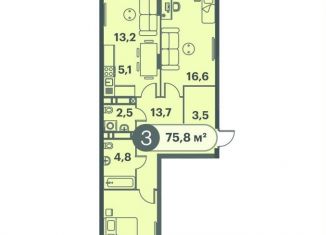 3-ком. квартира на продажу, 75.8 м2, Красноярск, Кировский район