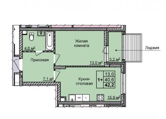 Продаю 1-ком. квартиру, 42.2 м2, Нижегородская область, улица Академика Чазова, 1