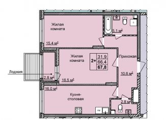 Продам 2-ком. квартиру, 67.8 м2, Нижний Новгород, улица Академика Чазова, 1, Советский район