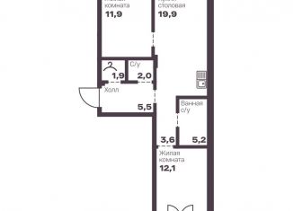 Продаю 2-ком. квартиру, 62.1 м2, Челябинская область, проспект Ленина, 19В