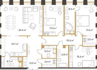 Продам 3-комнатную квартиру, 157.3 м2, Санкт-Петербург, Выборгский район, аллея Академика Лихачёва, 7