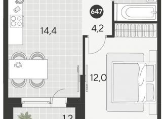 Продам 1-комнатную квартиру, 35.5 м2, Омск