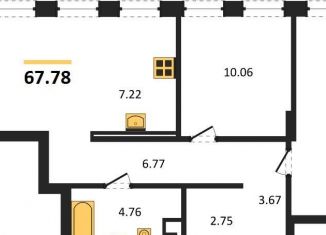 Продам 2-ком. квартиру, 67.8 м2, Новосибирск, Ленинградская улица, 342, метро Золотая Нива