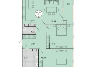 2-ком. квартира на продажу, 65.6 м2, Ставропольский край