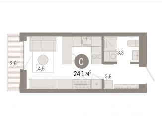 Продается квартира студия, 24.1 м2, Тюмень, Калининский округ