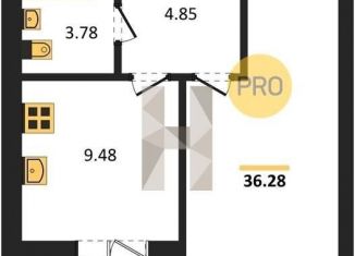 1-ком. квартира на продажу, 36.3 м2, Воронеж, улица Курчатова, 26Б, Советский район