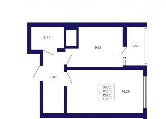 Продается однокомнатная квартира, 36.6 м2, Уфа, Ленинский район