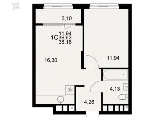 Продаю 1-комнатную квартиру, 38.2 м2, Рязань, Московский район